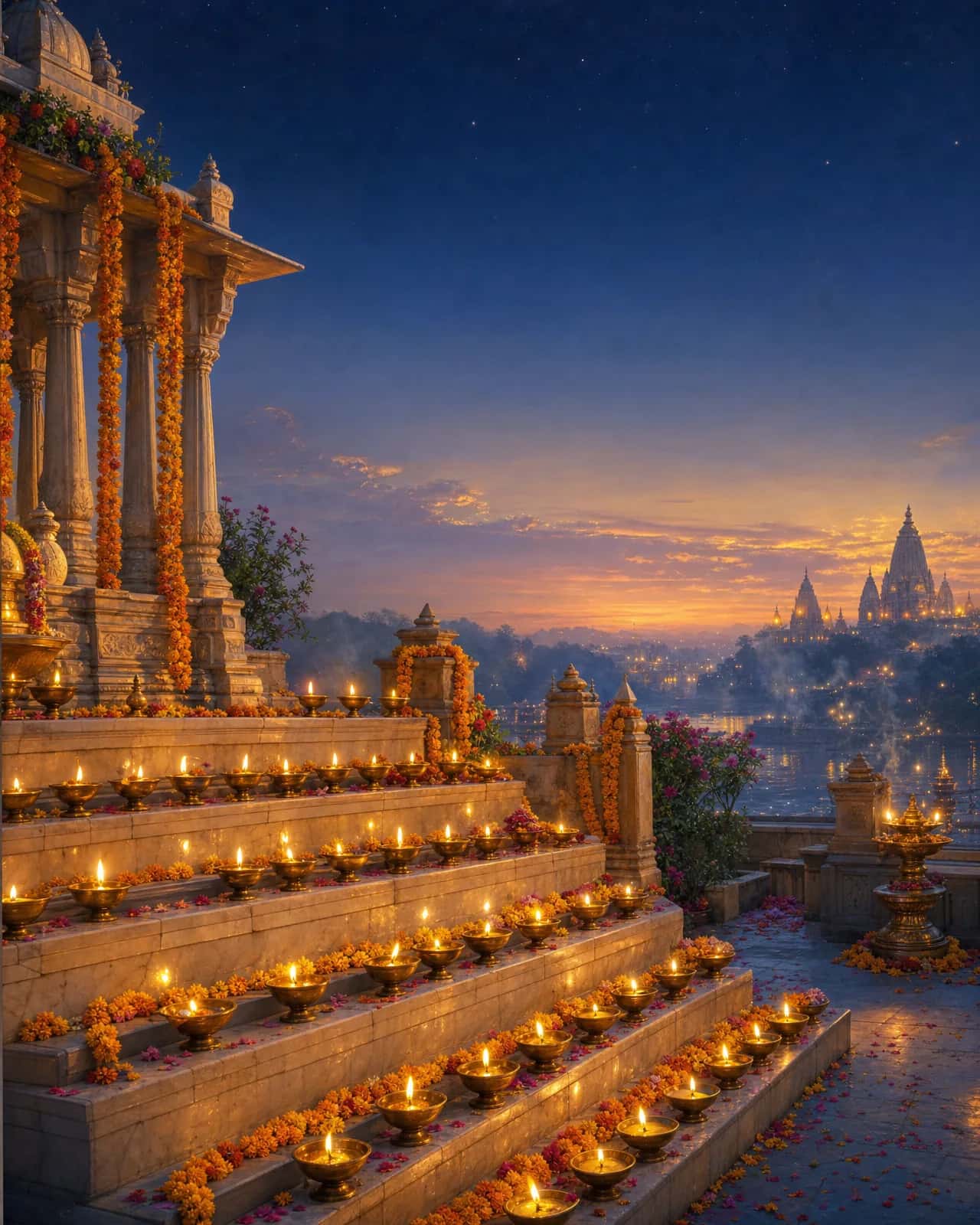 Temple lamps.